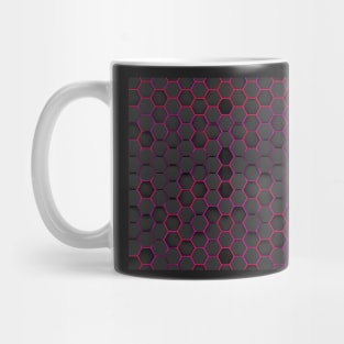 Hexagons pattern black, red and purple Mug